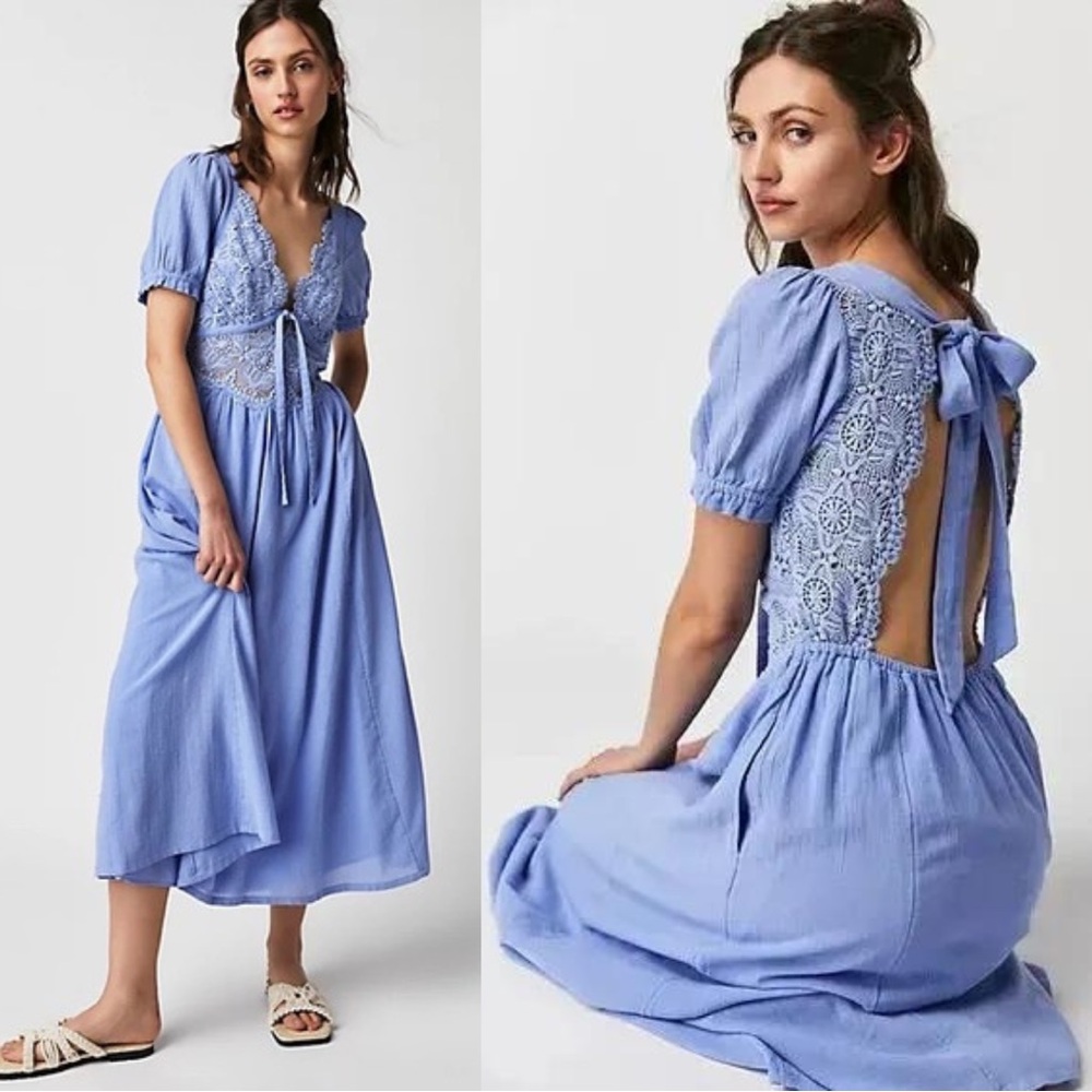 Free People Periwinkle All You Need Is Lace Dress